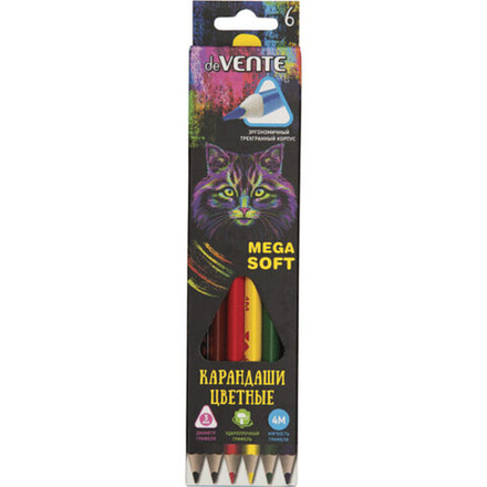 Карандаши цвет.  6цв  deVENTE  Trio Mega Soft  4М, трехгранные