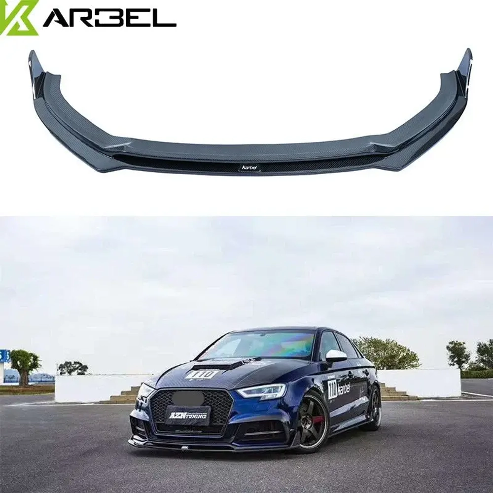 Карбоновая губа переднего бампера для AUDI A3 S LINE & S3 2017-2020 Sedan Ауди седан