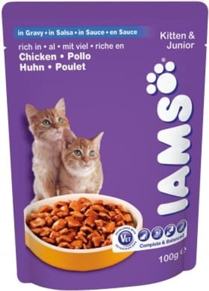 IAMS Cat Pouch корм для котят с курицей 100 г в соусе