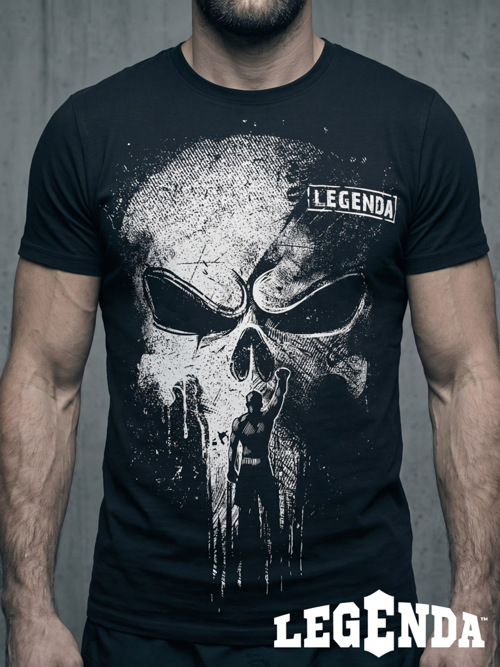 Футболка хлопковая LEGENDA Череп Каратель черный