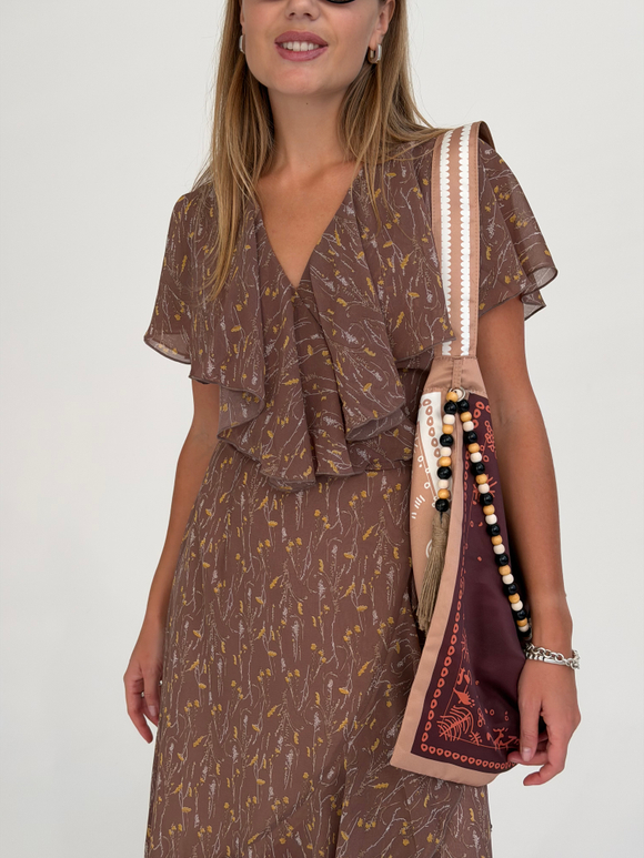 Платье Нежность миди шоколадный