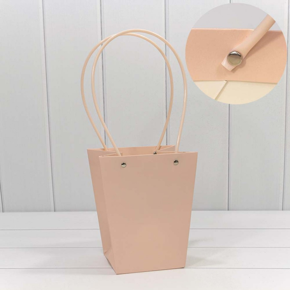 Пакет подарочный 20х17х12см Ваза для цветов (Персиковый)