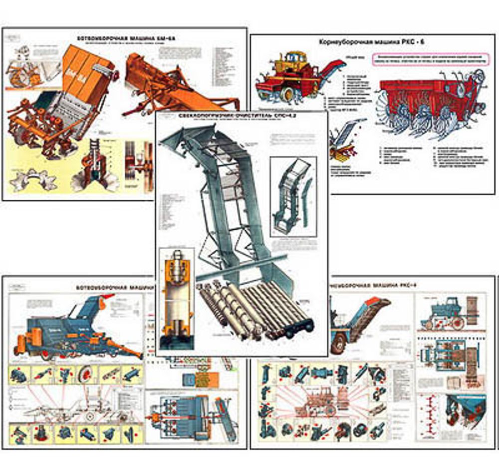 Плакаты ПРОФТЕХ &quot;Машины для уборки сахарной свеклы&quot; (11 пл, винил, 70х100)