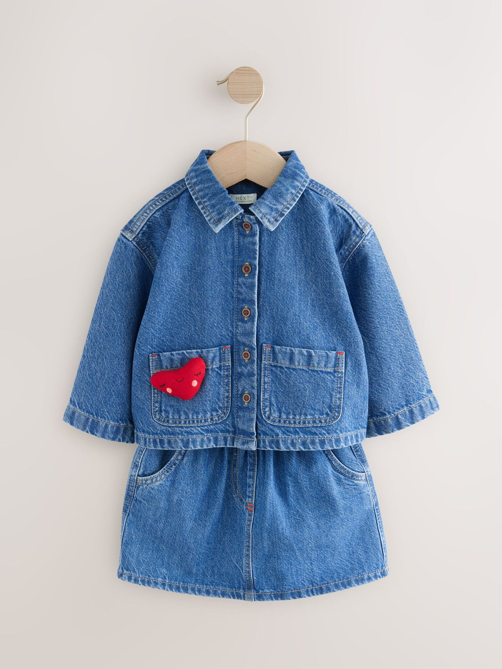 Куртка джинсовая и юбка джинсовая в комплекте для девочки Next E29-088, Синий