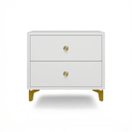 Тумба прикроватная на ножках с ящиками ROYAL 5303 эко (Белый-Золото-р.золото)