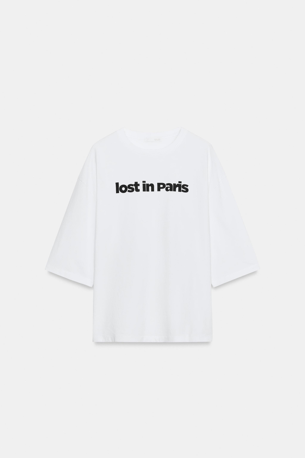 ZARA ФУТБОЛКА С НАДПИСЬЮ, ЖЕЛТОВАТО-БЕЛЫЙ