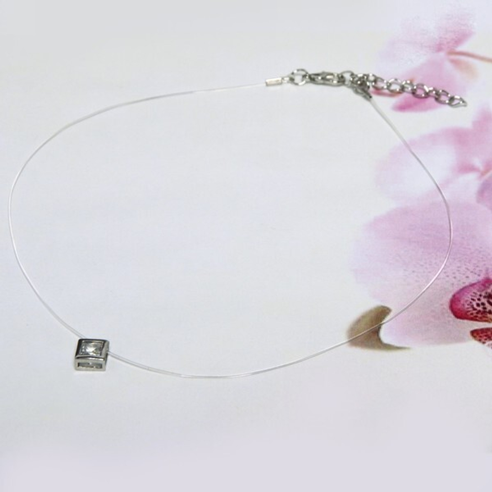 Подвеска на шею на леске «Emerald - Ромбик», цвет серебро и золото, d-0.6мм