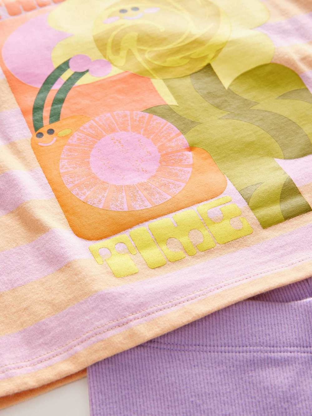 Футболка и легинсы в комплекте для девочки Next E51-361, Светло-оранжевый, Сиреневый