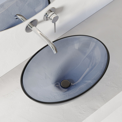 Раковина накладная прозрачная ABBER Kristall AT2802Saphir синяя