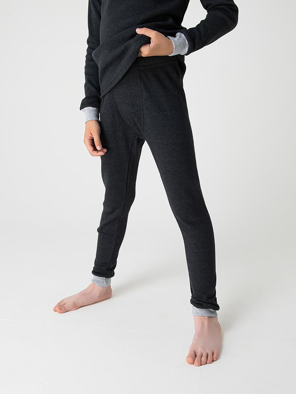 Комплект для мальчика (джемпер и брюки) "Черный меланж" 7+