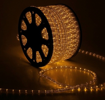 Дюралайт светодиодный, двухпроводной, круглый 13 мм, Желтый, 36 LED/м, кратность резки 2 метра