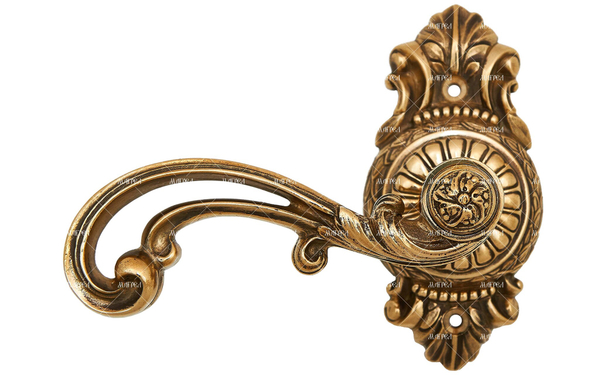 Ручка дверная нажимная латунь Ажурная