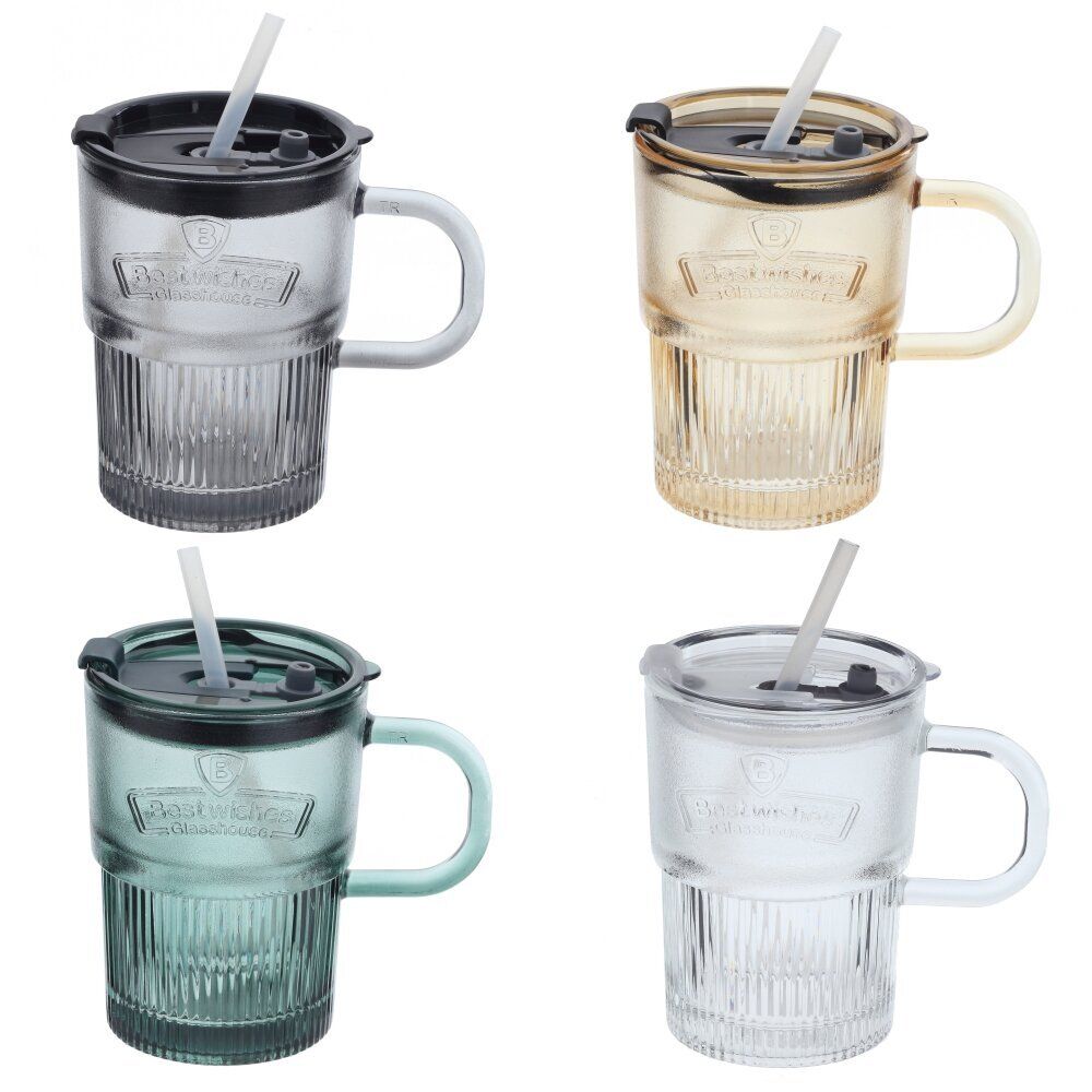 GAEM Кружка с трубочкой, 400 мл, L12 W7,5 H12 см, 4в.