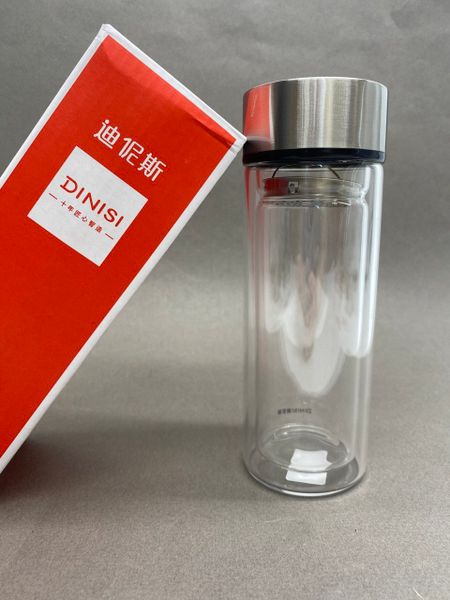 Фляга-термос стеклянная, двухслойная, 300 мл