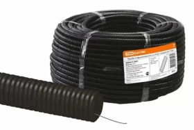 Труба гофр.ПНД d 16 с зондом (100 м) легкая , цвет чёрный TDM SQ0413-0001