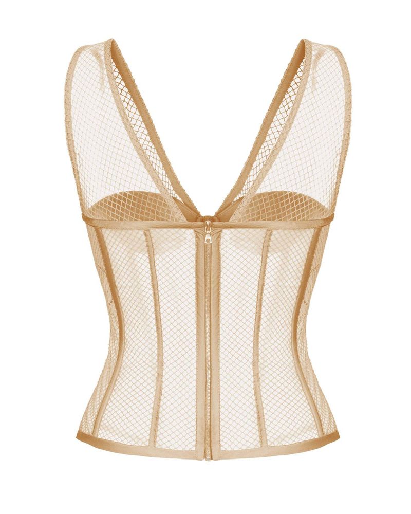 Блуза корсетного типа удлиненная из крепа и сетки