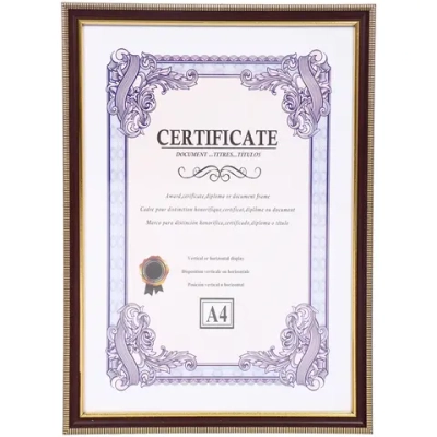 Фоторамка 30*21см «Дипломат» шоколад с золотом, пластик