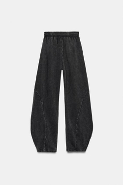 ZARA БРЮКИ CARROT С ЭФФЕКТОМ ПОТЕРТОСТИ, АНТРАЦИТОВО-СЕРЫЙ