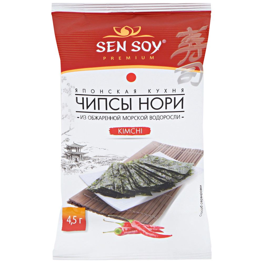 Чипсы Sen Soy Нори из морских водорослей Kimchi, 4,5 г