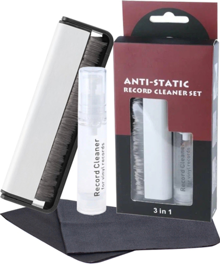 Набор для очистки виниловых пластинок карбоновая щетка + антистатический спрей + салфетка (GK-R02)