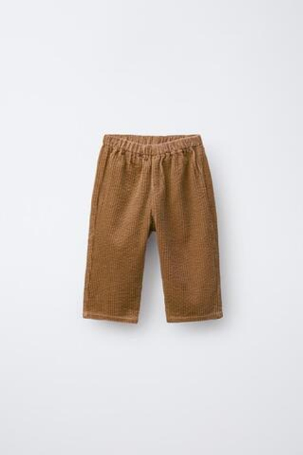 ZARA БРЮКИ ИЗ ПЛОТНОГО ВЕЛЬВЕТА, ОХРА