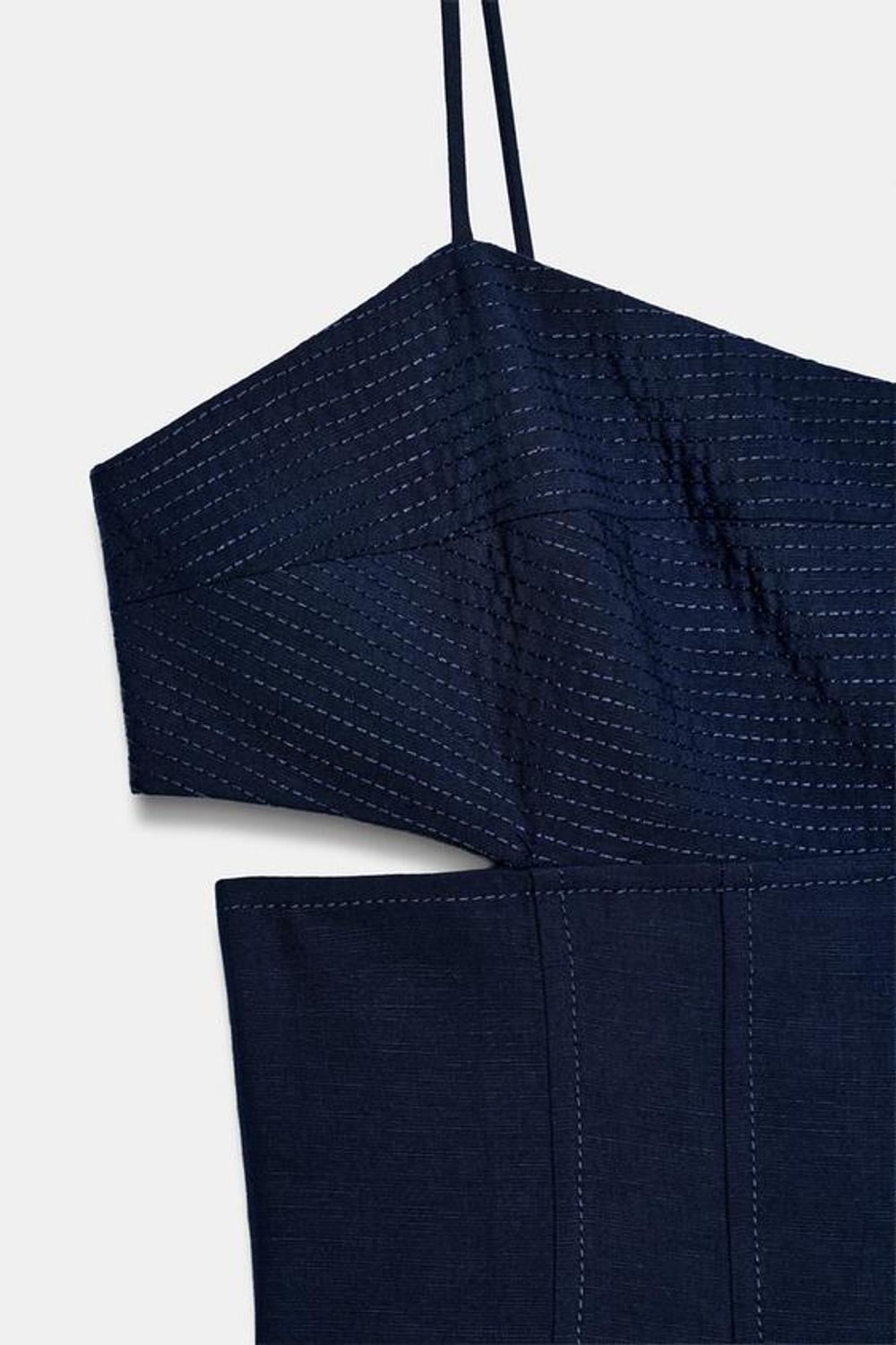 ZARA ПЛАТЬЕ МИДИ С ВЫРЕЗАМИ, ЧЕРНИЛЬНО-СИНИЙ