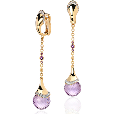 Серьги с аметистом  из желтого золота JA-S-310166-8