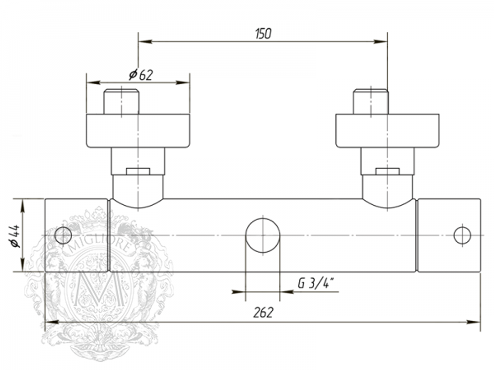 Смеситель для душевой колонны термостатический  Migliore  Fortis ML.FRT-5476 схема