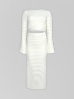 Костюм трикотажный 888 90222 однотонный из укороченного свитера и прямой юбки