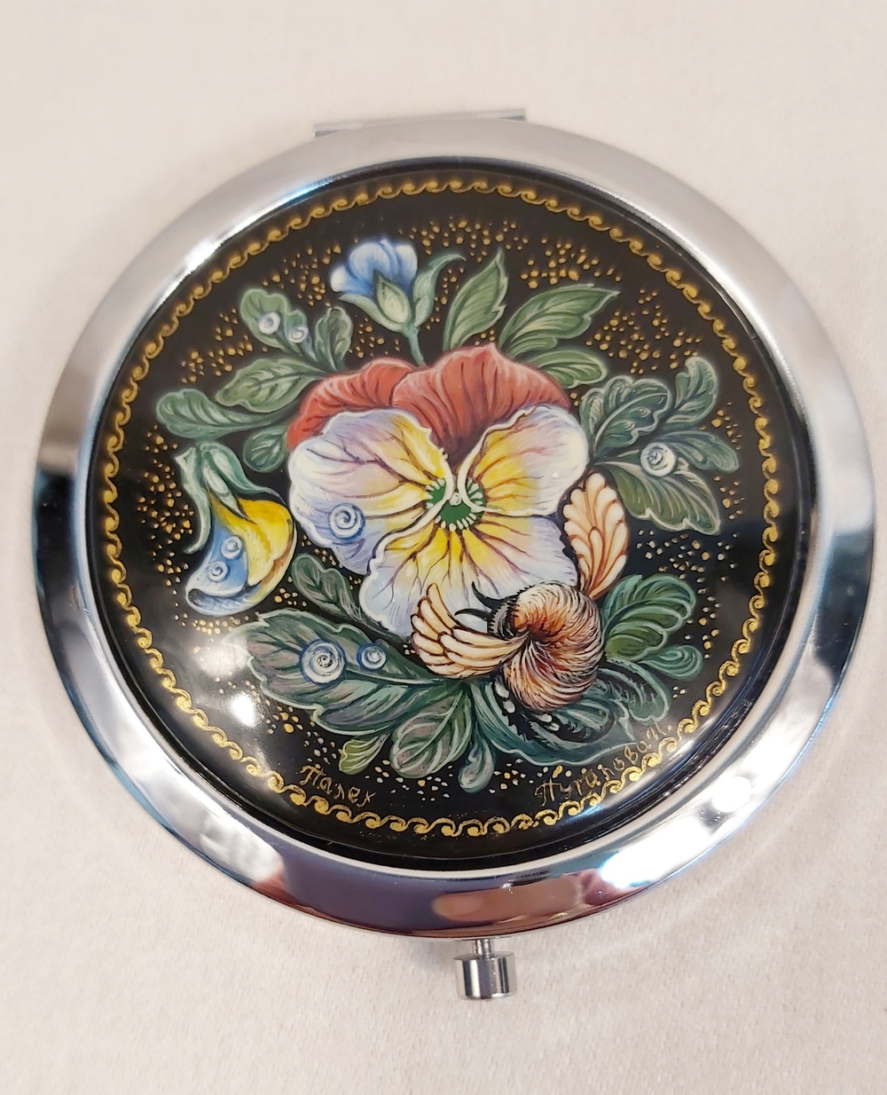 Ручное зеркало "Анютины глазки"   (худ. Путилова)