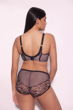 Высокие трусики Glossy Iris с эффектом мерцания (Размер: 38) (Цвет: черный с розовым)