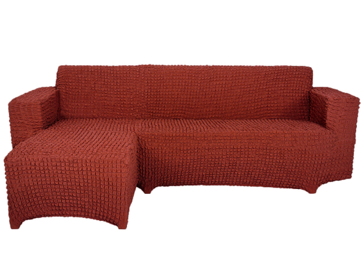 Чехол Модерн на угловой диван с выступом слева, цвет Терракот