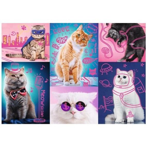 Puzzle &quot;1000 Neon Color Line&quot; - Super cats / Trefl