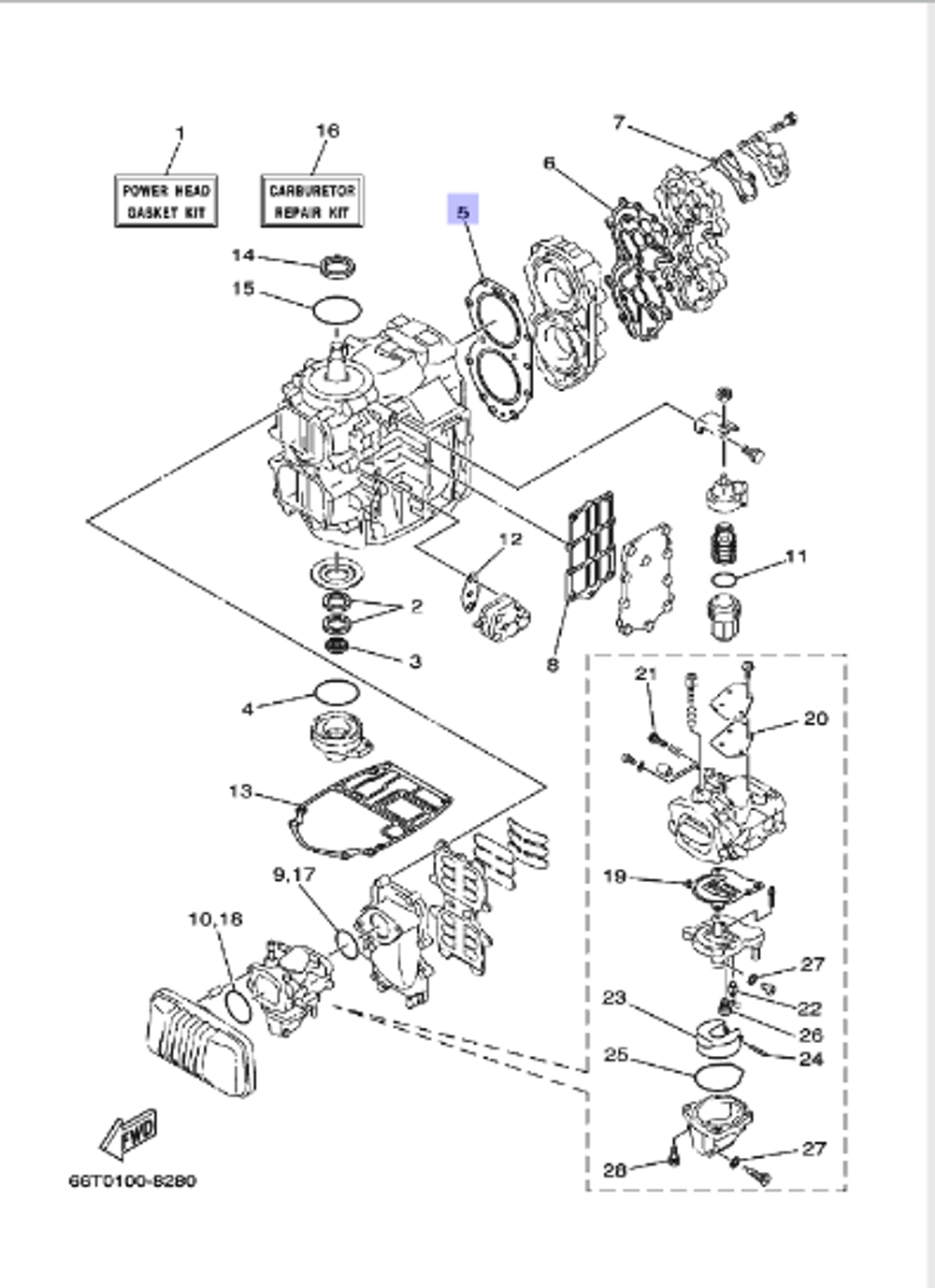Прокладка головки цилиндров Yamaha 40лс (66T11181A100)