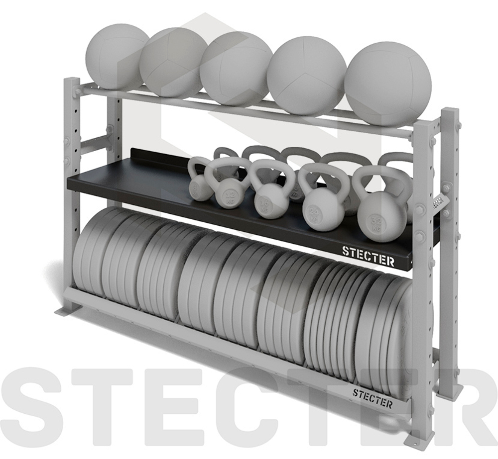 Стеллажная полка для гантелей/гирь (L1800 мм)