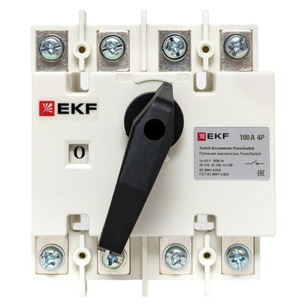Рубильник-выключатель 100A 4P c рукояткой управления для прямой установки PowerSwitch EKF