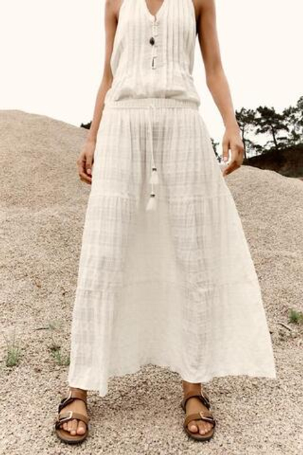 ZARA ЮБКА В СТИЛЕ РУСТИК С ПАНЕЛЯМИ, БЕЛЫЙ