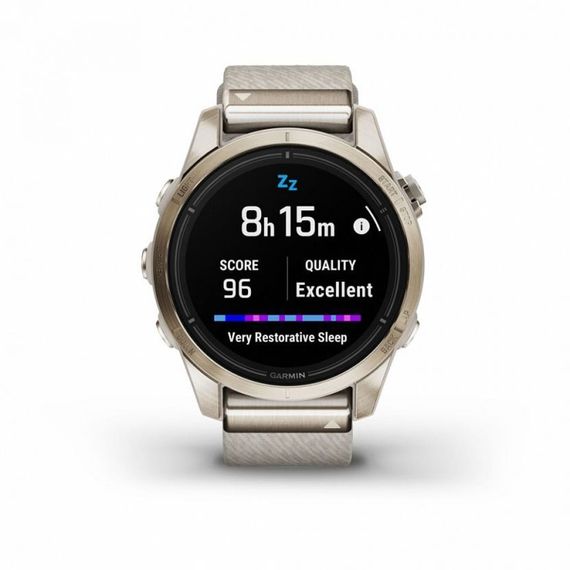 Garmin Epix Pro Gen 2 Sapphire 42 мм — золотистые часы с нейлоновым ремешком