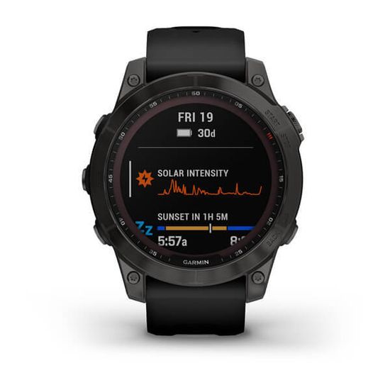 Умные часы Garmin Fenix 7 Sapphire Solar титановый черный DLC с черным ремешком