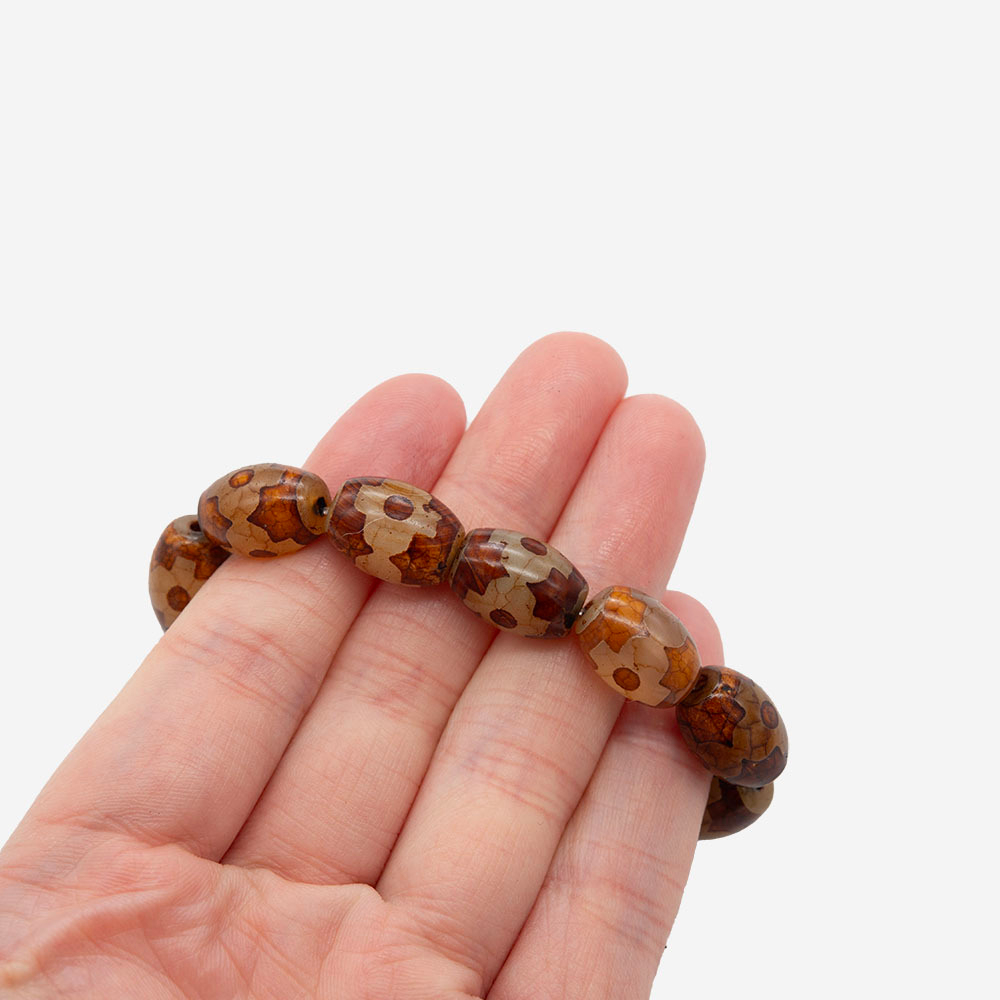 Бусина Дзи "Васту" из агата, 10,5*14мм, коричневый