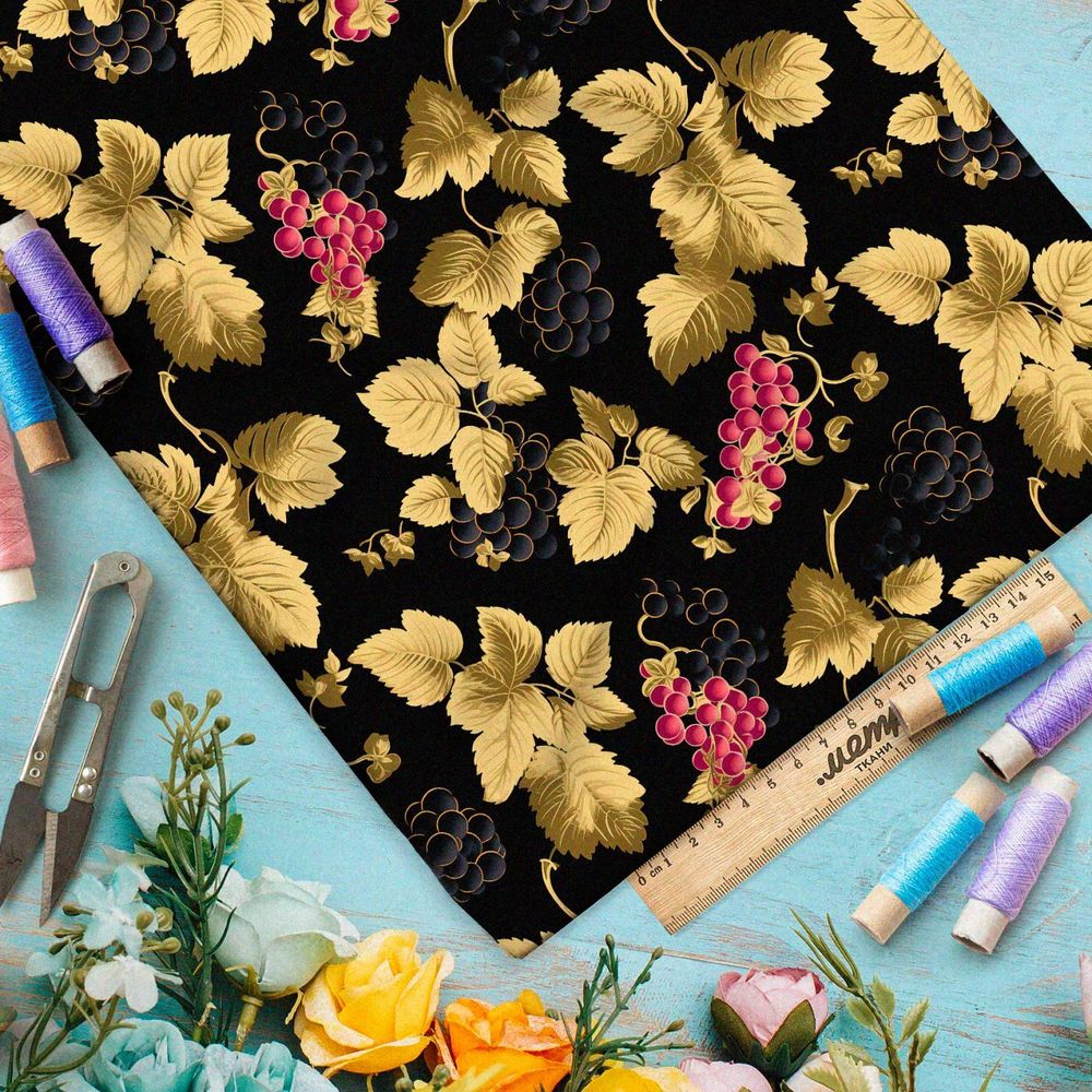 Ткань Барби золотые литья с виноградом