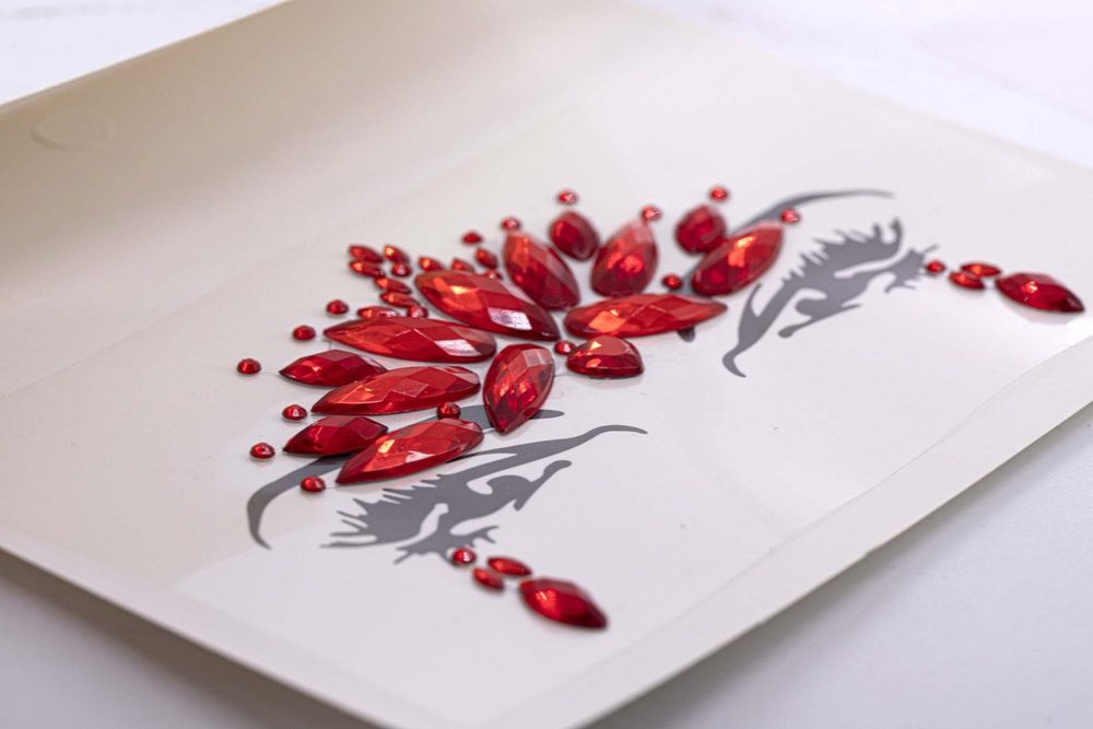 Наклейки-стразы Alingar, акриловые, "Декор для лица", оформление зоны лба и глаз, ассорти, пакет с европодвесом