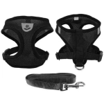 Шлейка с поводком 118см «Sweet puppy» размер L, цвет черный✦