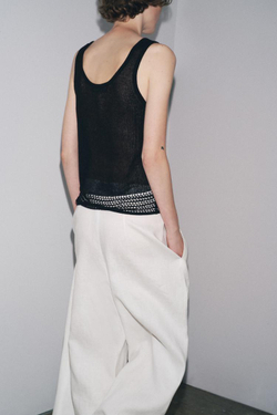 ZARA ТОП АЖУРНОЙ ВЯЗКИ, ЧЕРНЫЙ