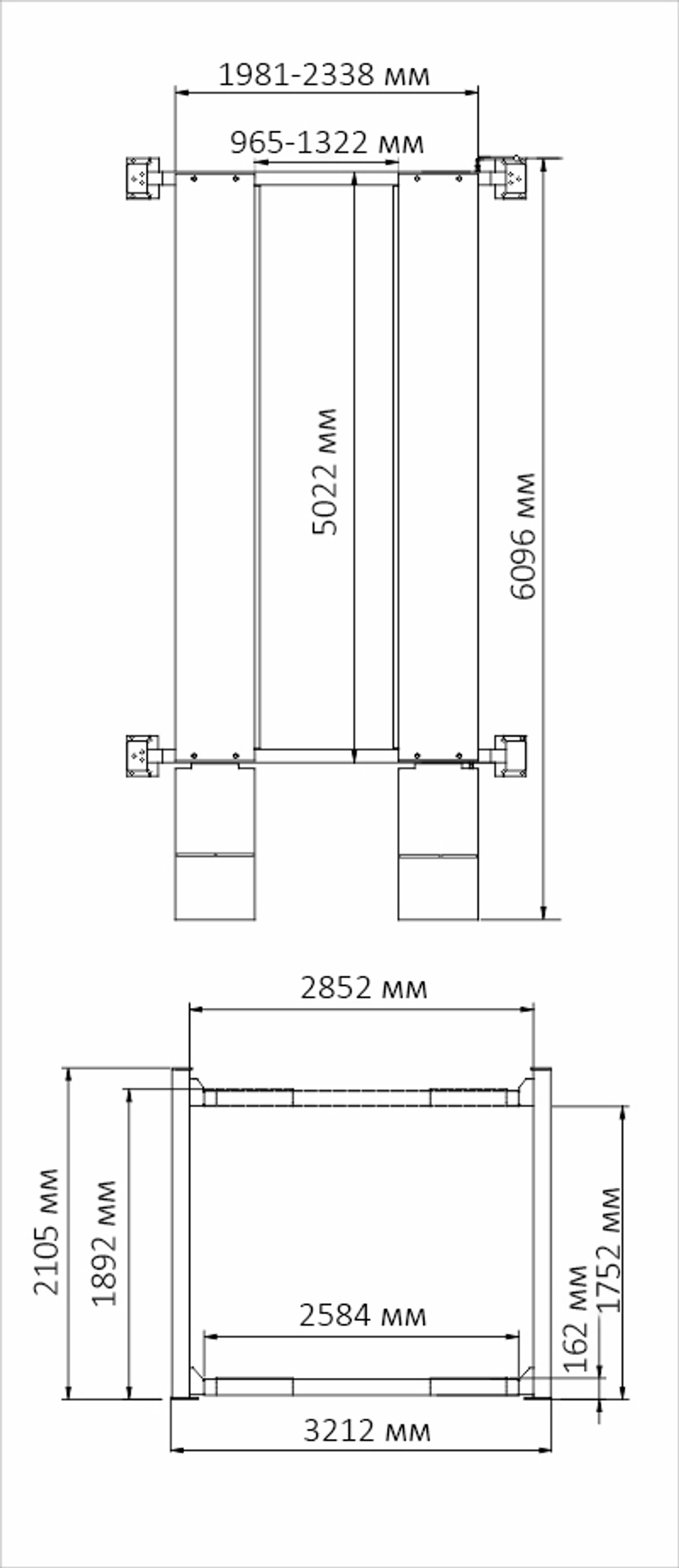 А455H Подъемник четырехстоечный, 5.5 тонн, для слесарных работ