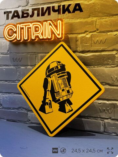 Табличка декоративная "R2-D2, Звездные Войны" на дверь и стену, прикольная штука в подарок, декоративный знак для комнаты, офиса, 24,5х24,5 см, пластиковая, Айдентика Технолоджи