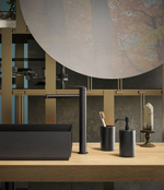 Смеситель для раковины Gessi Ingranaggio, высокий, с длинным изливом, без донного клапана, цвет Brushed Brass PVD