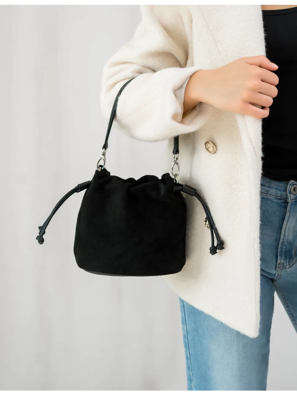 Сумка через плечо маленькая натуральная замша