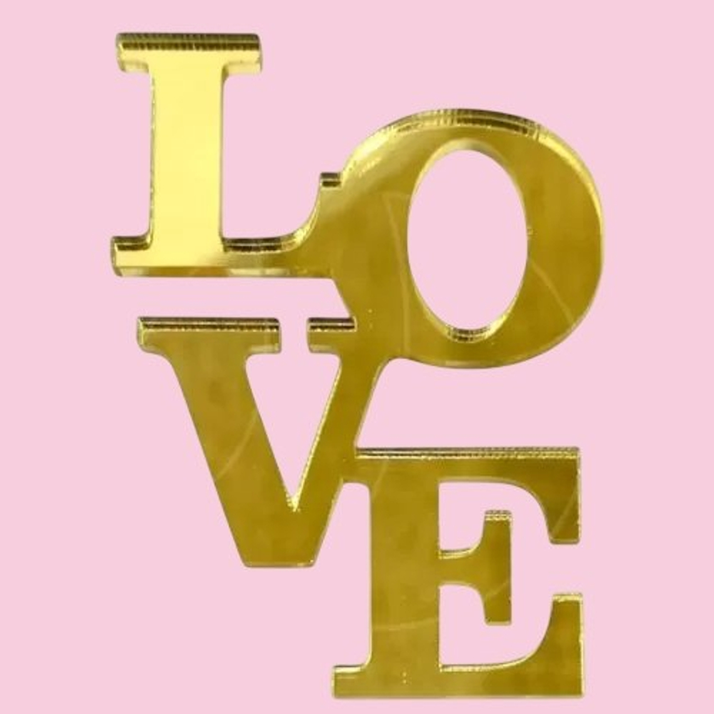 Топпер LOVE акриловый золото, 7 х 4 см, 1 шт