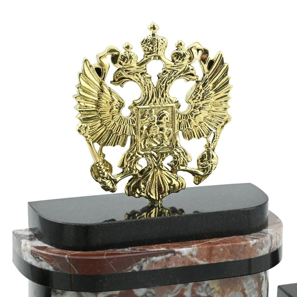 Письменный прибор из креноида "Герб России" 300*95*210 мм.